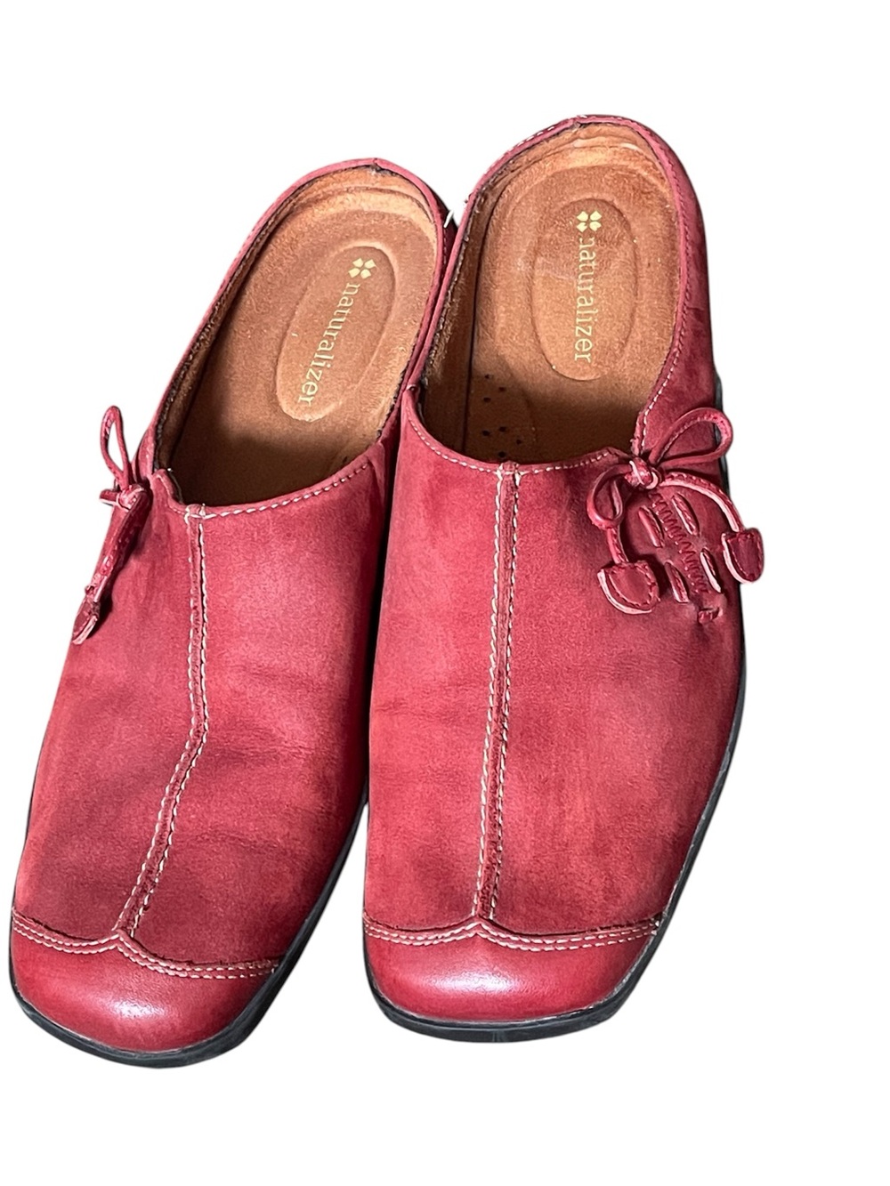 Naturalizer Red‎ Suede Slip-On Mules with Bow Accent
